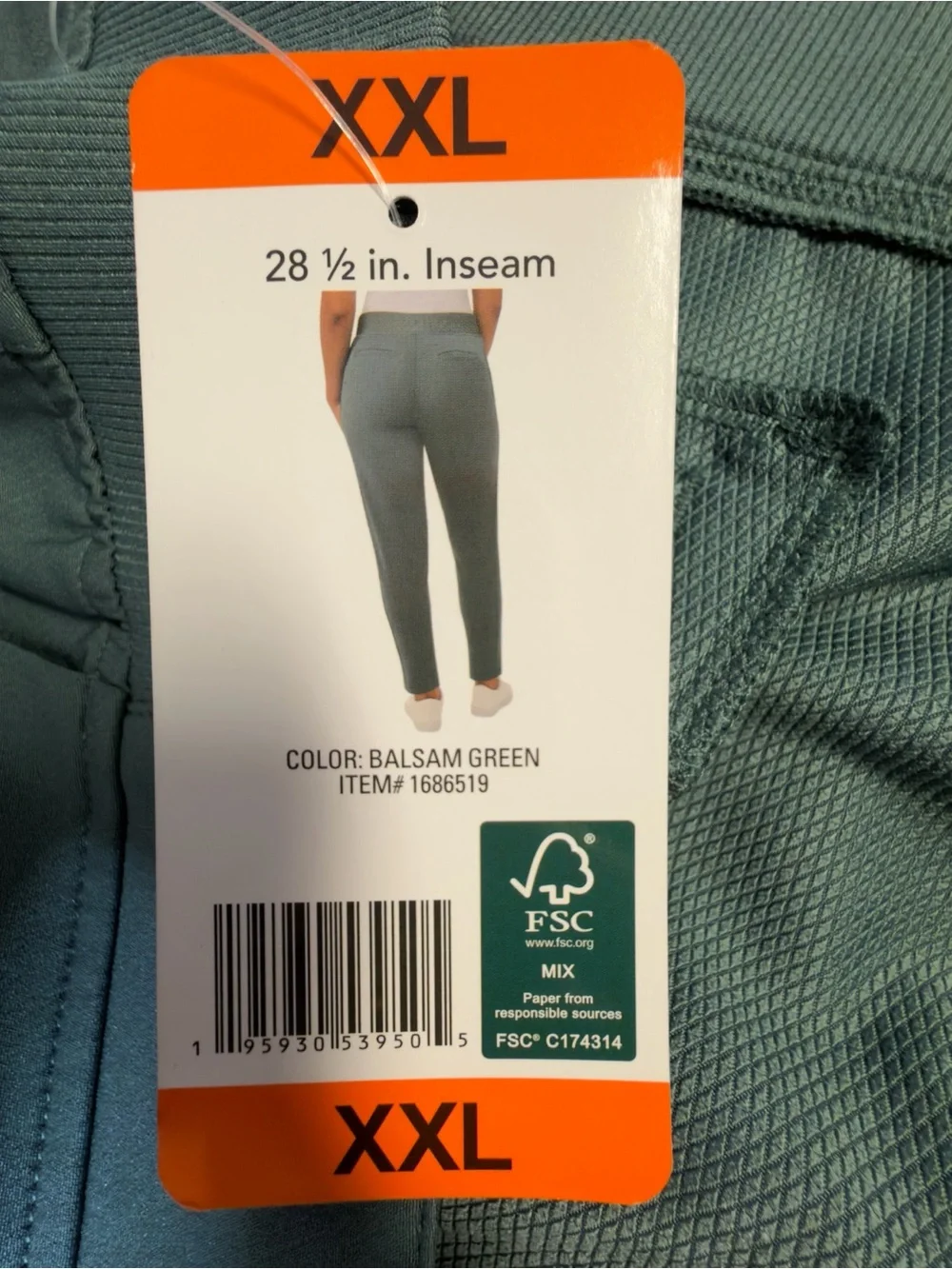 NWT 32 Degrees Cool Balsam Green Stretch Pull-On Pants 28.5” XXL